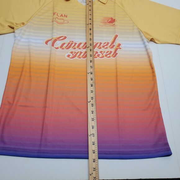 FLAN LABS Caramel Sunset Soccer Jersey Mens L Short Sleeve Graphic Print NWOT - Picture 8 of 11